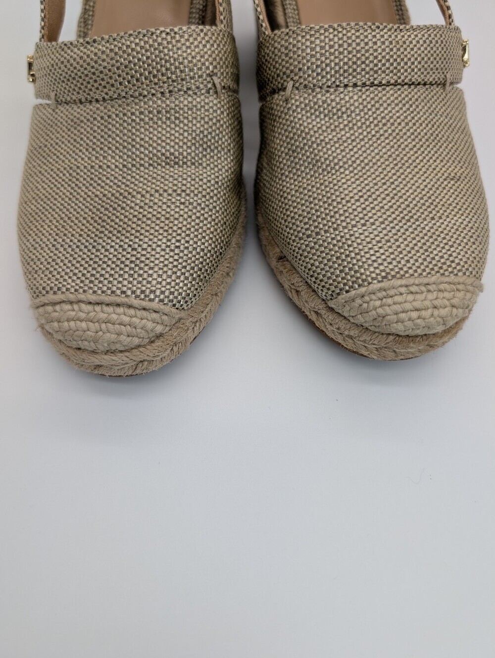 Lauren Ralph Lauren Penelopie Slingback Wedge Heel Espadrille Beige Gold US 9B - Picture 6 of 10
